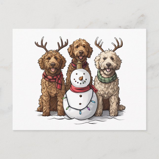 Christmas Goldendoodle Dogs Postcard (Front)