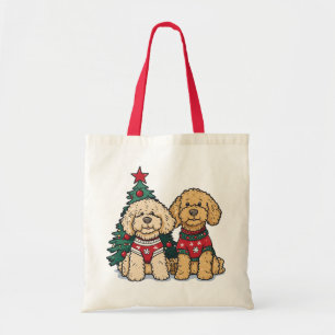 Christmas Goldendoodle Dogs Tote Bag
