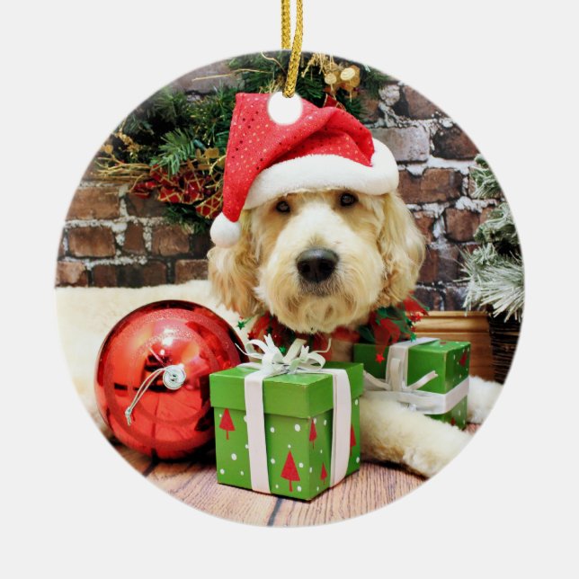 Christmas - GoldenDoodle - Gus Ceramic Tree Decoration (Front)
