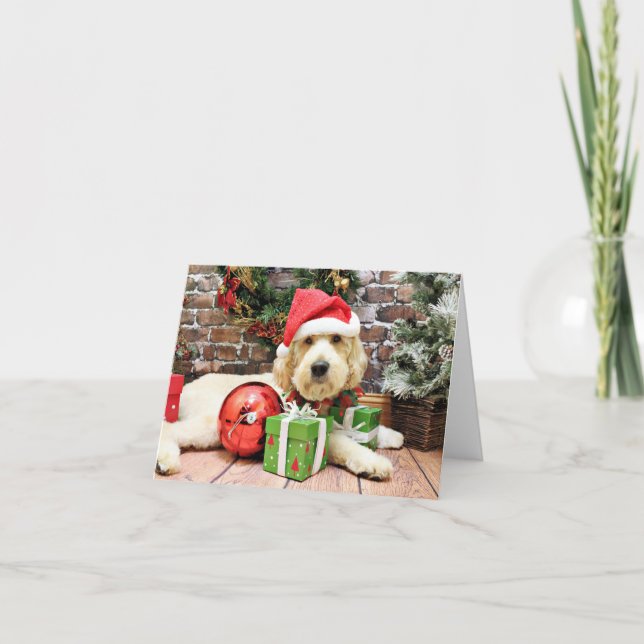 Christmas - GoldenDoodle - Gus Holiday Card (Front)