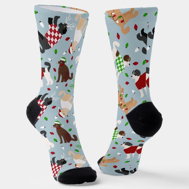 Christmas Goldendoodle Labradoodle Socks (Angled)