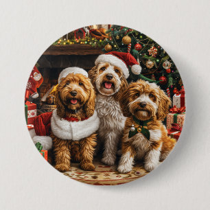 Christmas Goldendoodle Puppy Dogs 7.5 Cm Round Badge