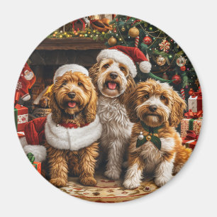 Christmas Goldendoodle Puppy Dogs Magnet