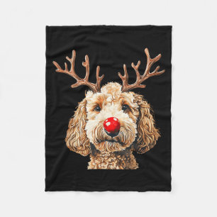 Christmas Goldendoodle Reindeer Dog Lover Doodle Fleece Blanket