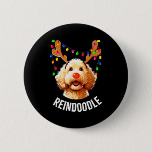 Christmas Goldendoodle Reindeer Doodle Dog Reindoo 6 Cm Round Badge