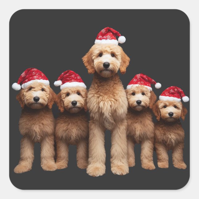 Christmas Goldendoodle, Xmas Labradoodle Crew Square Sticker (Front)