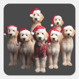 Christmas Goldendoodle, Xmas Labradoodle Dog Square Sticker