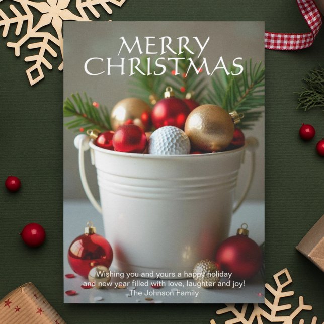 Christmas Golf Ball Bucket Holiday Card (Creator Uploaded)