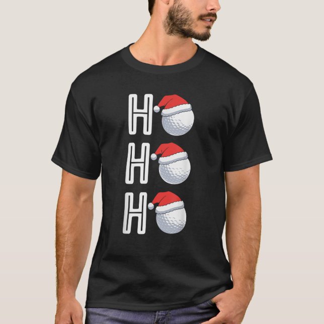 Christmas Golf Ball Ho Ho Ho Matching Christmas Pa T-Shirt (Front)