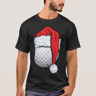Christmas Golf Ball Santa Hat Funny Sport Xmas T-Shirt