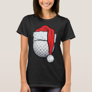 Christmas Golf Ball Santa Hat Funny Sport Xmas T-Shirt