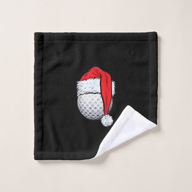 Christmas Golf Ball Santa T Hat Funny Sport Xmas Wash Cloth (Wash Cloth)
