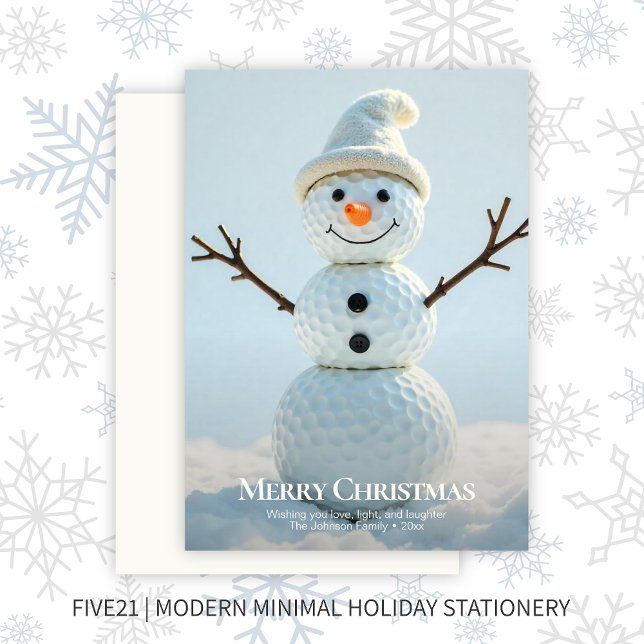 Christmas Golf Ball Snowman Holiday Card (Creator Uploaded)