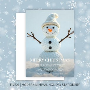 Christmas Golf Ball Snowman Invitation