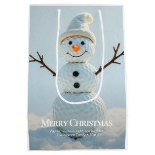 Christmas Golf Ball Snowman Medium Gift Bag