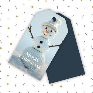 Christmas Golf Ball Snowman • Navy Blue Gift Tags