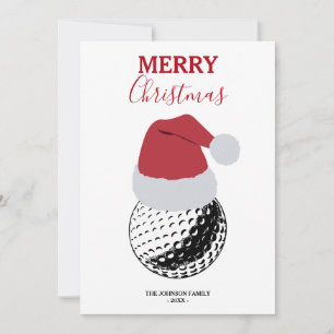 Christmas Golf Ball Sports Custom Name Holiday Card
