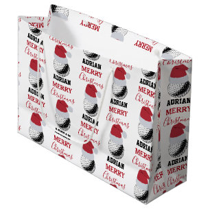 Christmas Golf Ball Sports Custom Name Large Gift Bag