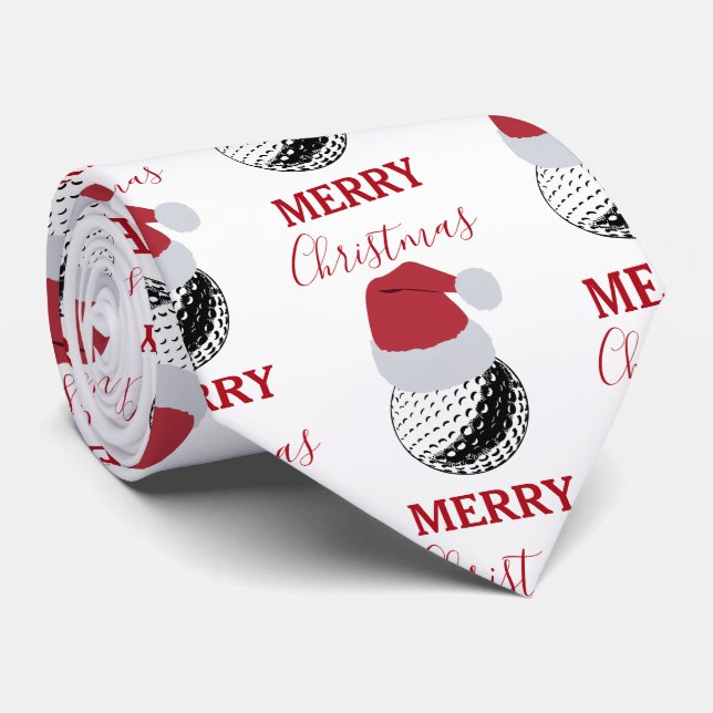 Christmas Golf Ball Sports Festive  Tie (Rolled)