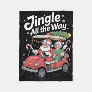 Christmas Golf Cart Parade Santa And Mrs St Nick  Fleece Blanket