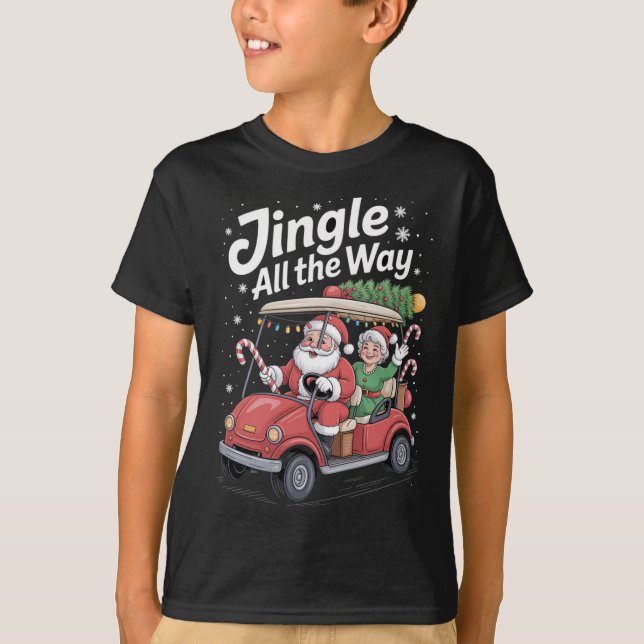 Christmas Golf Cart Parade Santa And Mrs St Nick  T-Shirt (Front)