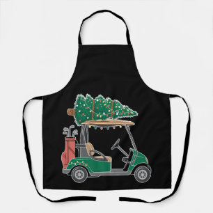 Christmas Golf Cart Tree Lights Clubs Bag Holiday Apron