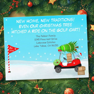 Christmas Golf Cart With Moving Boxes Golf Announcement Postcard