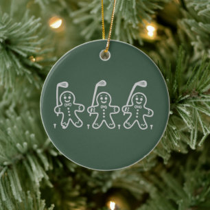 Christmas Golf Gingerbread Man Golfing Ceramic Tree Decoration