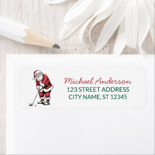 Christmas Golf Golfer santa claus Return Address  