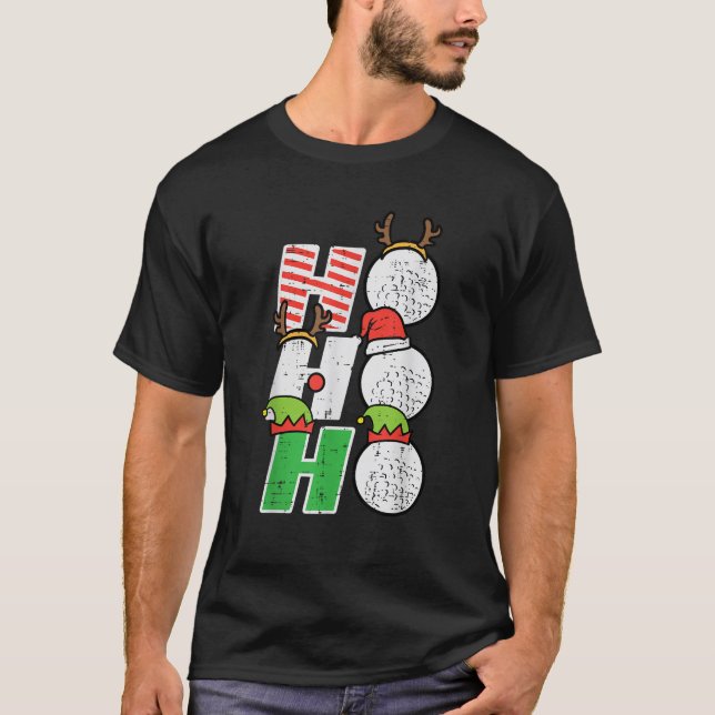 Christmas Golf Ho Ho Ho Funny Xmas Golfing Sports  T-Shirt (Front)