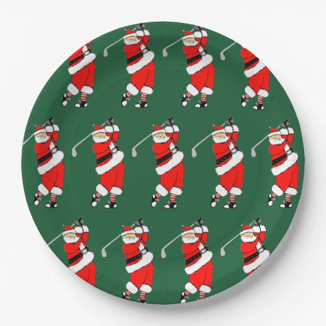 Christmas Golf Holiday Party Paper Plate (Front)
