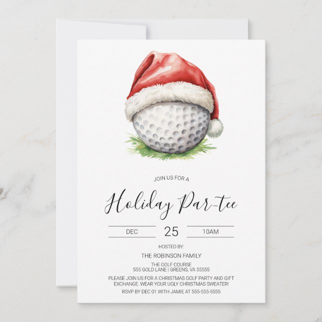 Christmas Golf Invitation, Holiday Par-tee  Invitation (Front)
