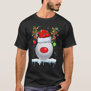 Christmas Golf Reindeer Santa Hat Light Xmas Boys T-Shirt