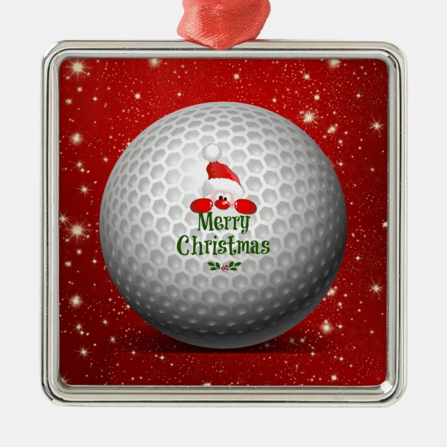 Christmas Golf Santa Design Holiday Metal Tree Decoration (Front)