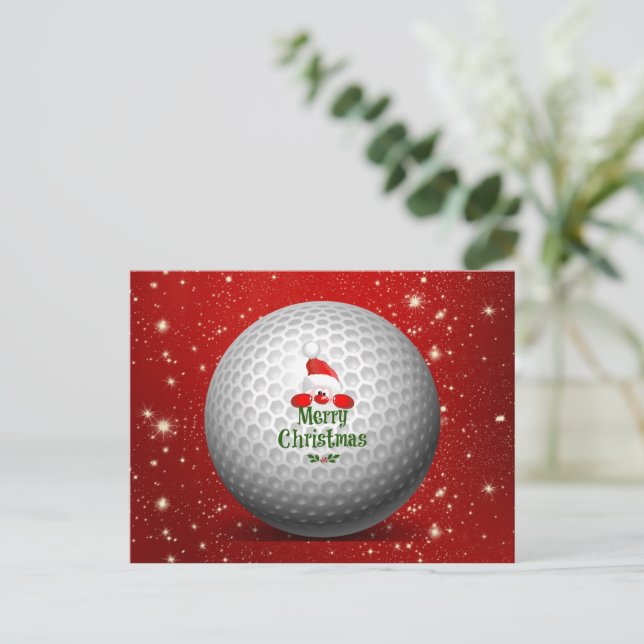 Christmas Golf Santa Design Holiday Postcard (Standing Front)