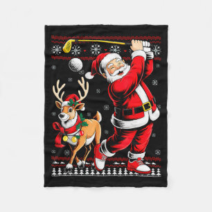 Christmas Golf Santa Golfer Christmas Pajama Reind Fleece Blanket