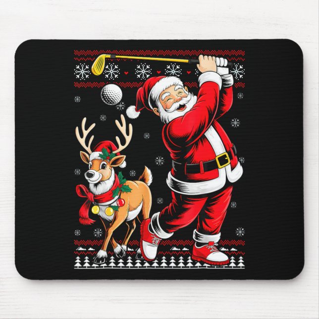 Christmas Golf Santa Golfer Christmas Pajama Reind Mouse Mat (Front)