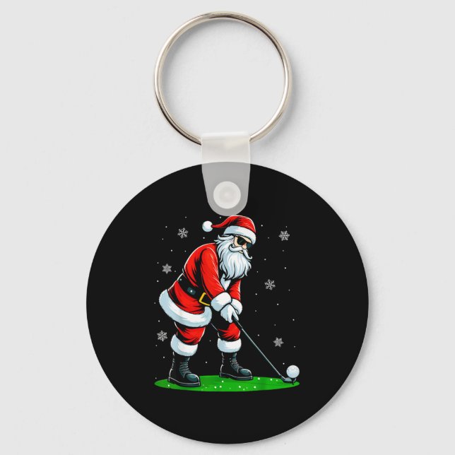 Christmas Golf Santa Golfer Xmas Funny Christmas G Key Ring (Front)