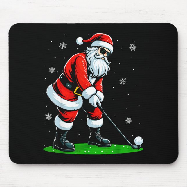 Christmas Golf Santa Golfer Xmas Funny Christmas G Mouse Mat (Front)