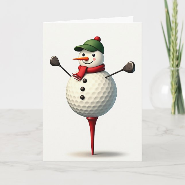 Christmas Golf Snowman Card (Front)