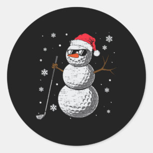 Christmas Golf Snowman Hat Santa Xmas Golfer Mens Classic Round Sticker