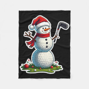 Christmas Golf Snowman Santa Hat Funny Golf Lover Fleece Blanket