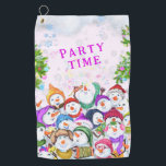 Christmas Golf Towel with Happy Snowmans Party<br><div class="desc">Christmas Golf Towels withHappy Snowmans Merry Christmas Party Funny Drawing Cartoon Snowman Celebration - Choose / Add Your Unique Text / Font / Colour - Make Your Special Golf Towel Golf Towel Gift - Resize and move or remove and add elements / image with customisation tool ! - Drawing and...</div>