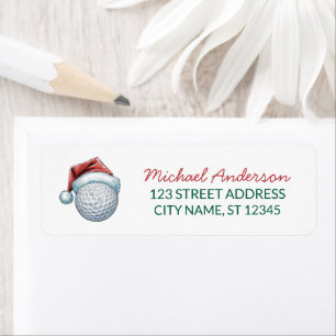 Christmas Golf With Santa Hat Return Address