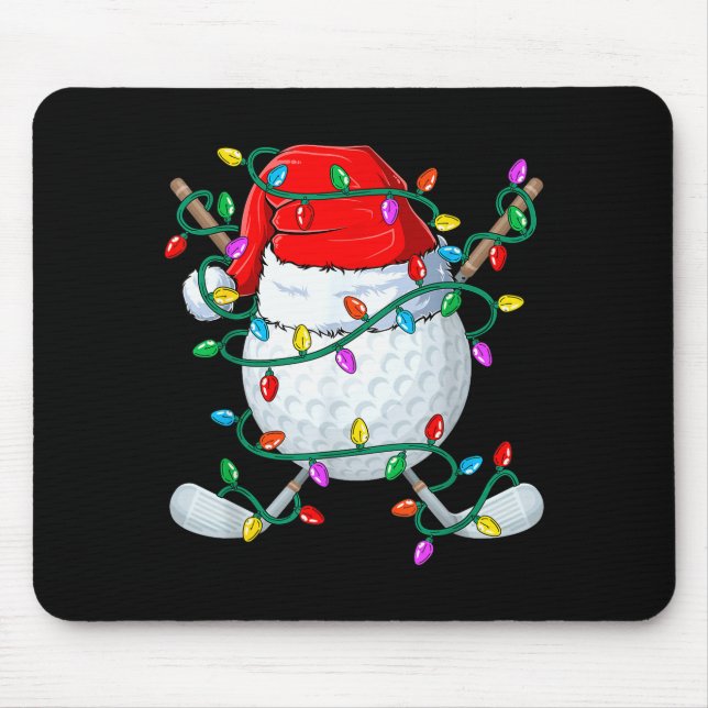 Christmas Golf Xmas Santa Srts Hat Golfer Golfing  Mouse Mat (Front)