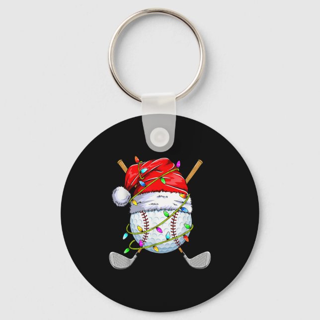 Christmas Golfball Playe Santa Golfer Xmas Funny G Key Ring (Front)