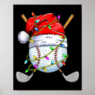 Christmas Golfball Playe Santa Golfer Xmas Funny G Poster