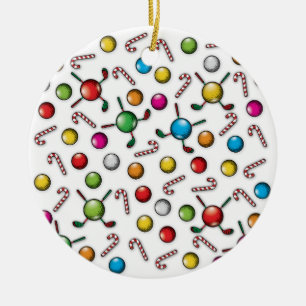 Christmas Golfer Monogram  Design Ceramic Tree Decoration