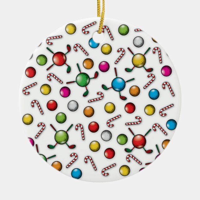 Christmas Golfer Monogram  Design Ceramic Tree Decoration (Front)