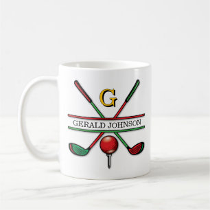 Christmas Golfer Monogram  Design Coffee Mug